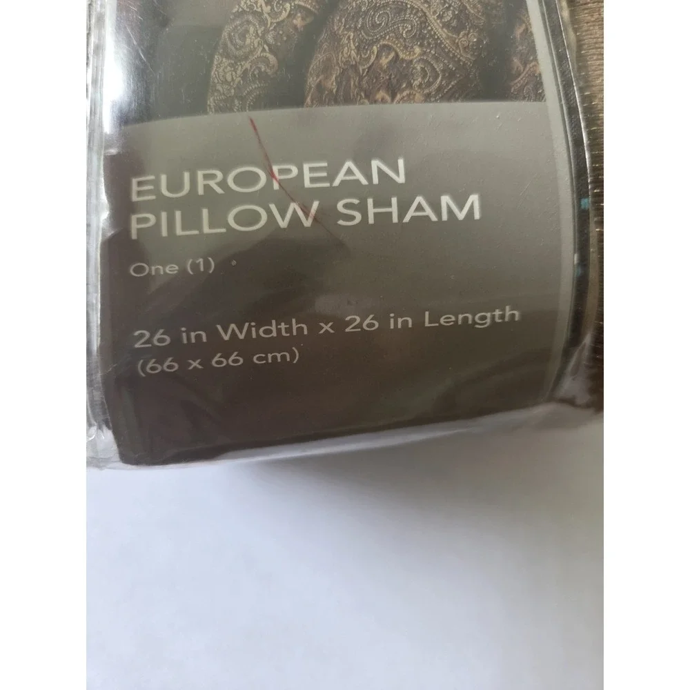 Croscill Zarina Euro Sham Brown Flecked Teal Blue Gold‎ Embroidered Rich Luxury